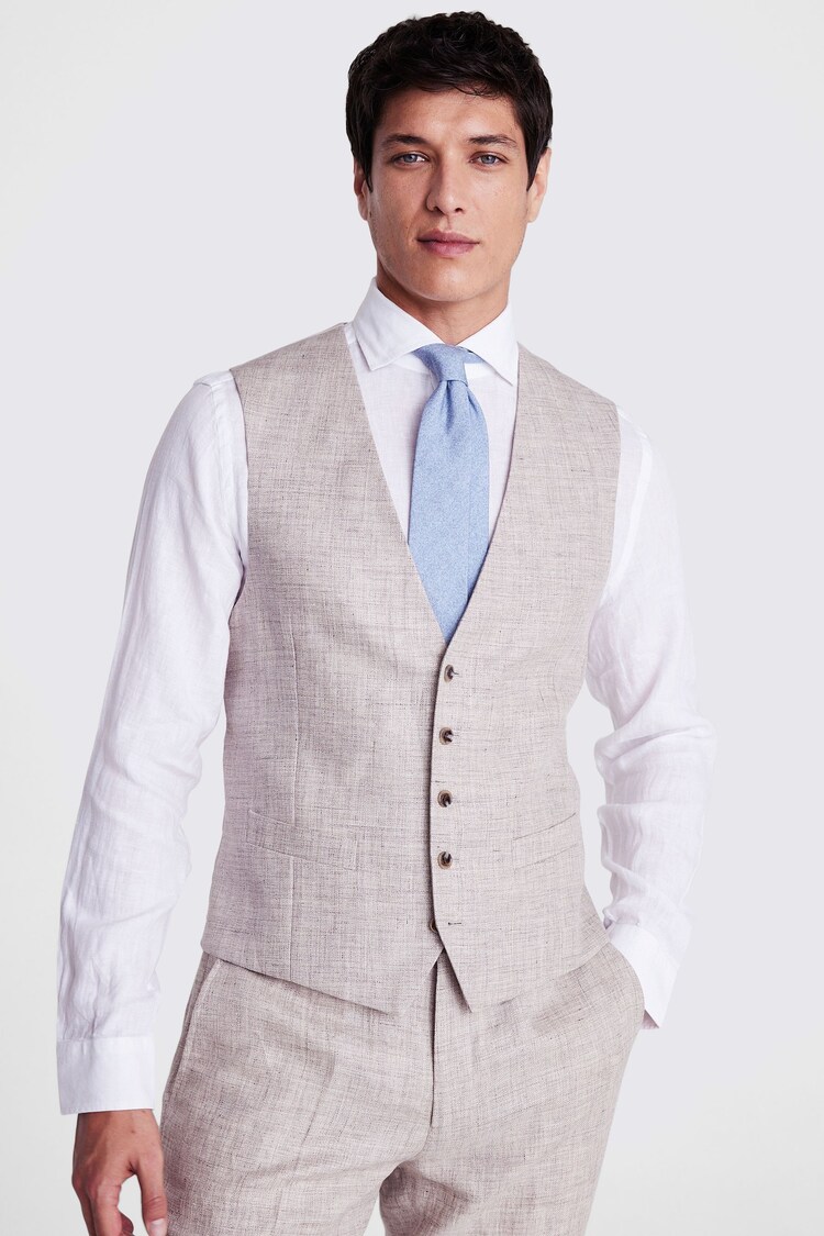 MOSS Natural Oatmeal 100% Linen Waistcoat - Image 1 of 1