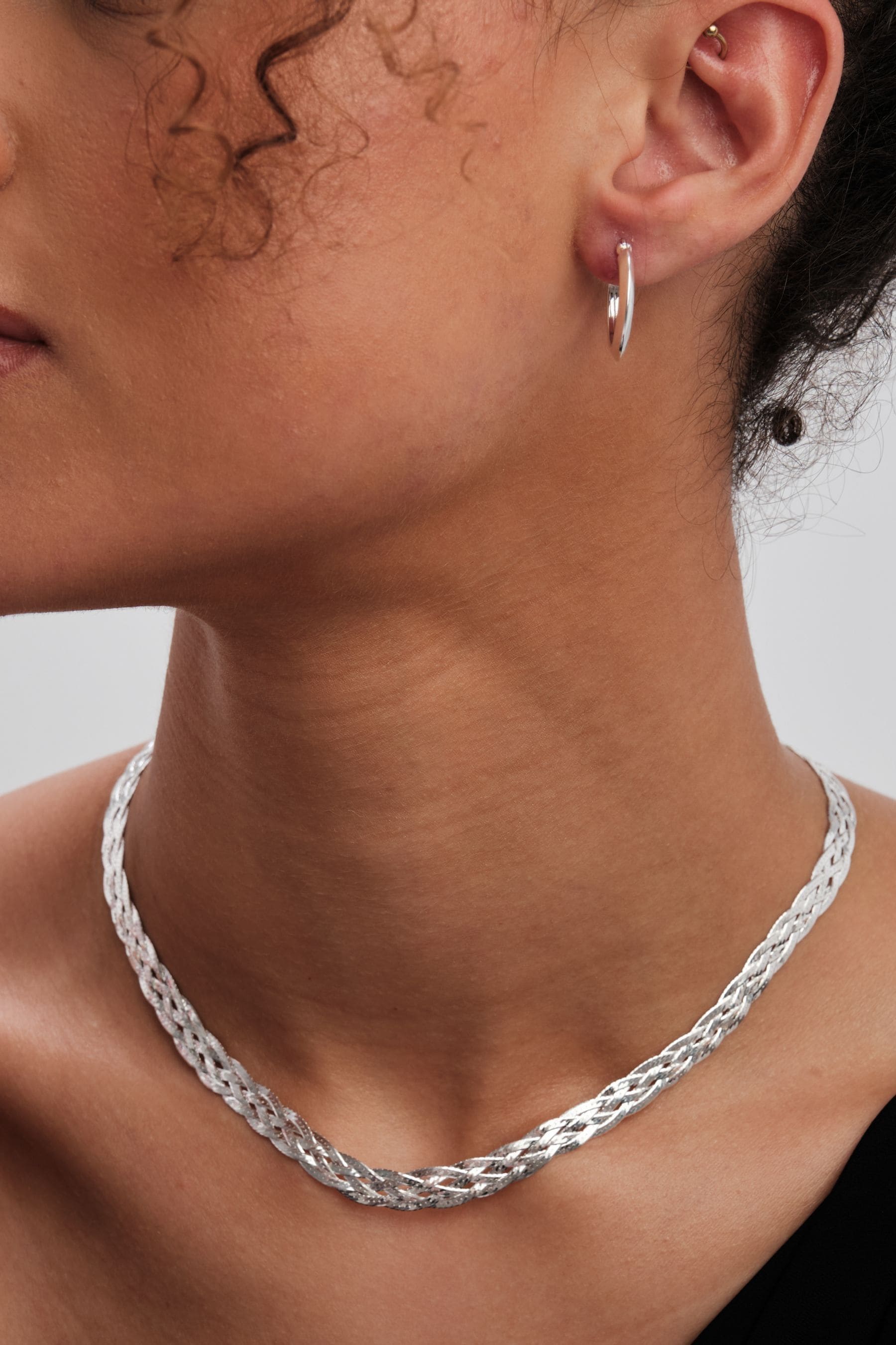 Buy Simply Silver Sterling Silver Herringbone Braided Necklace from the