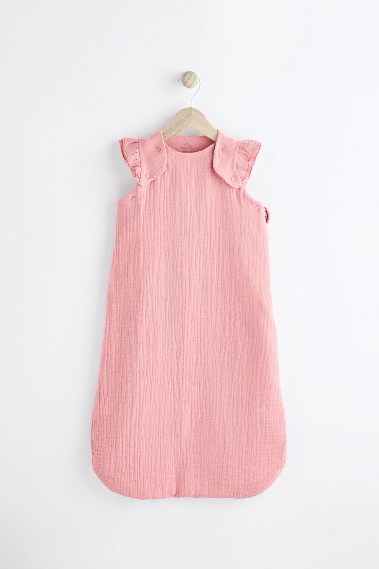 Pink Muslin 1 Tog Baby 100% Cotton Sleep Bag - Image 1 of 1