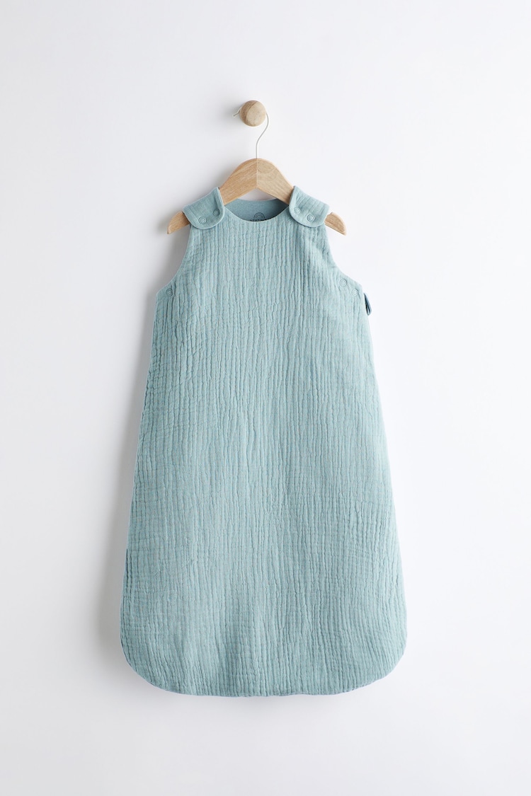 Blue Muslin 1 Tog Baby 100% Cotton Sleep Bag - Image 1 of 1