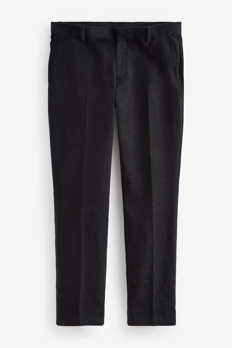 črna - Ravnega kroja 100% bombaž Corduroy elegantne hlače - Slika 1 iz 1