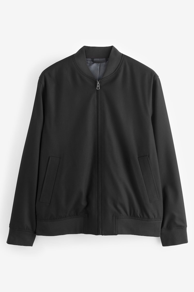 Schwarz - Slim-Fit-Bomberjacke aus Flanell - Bild 1 von 1