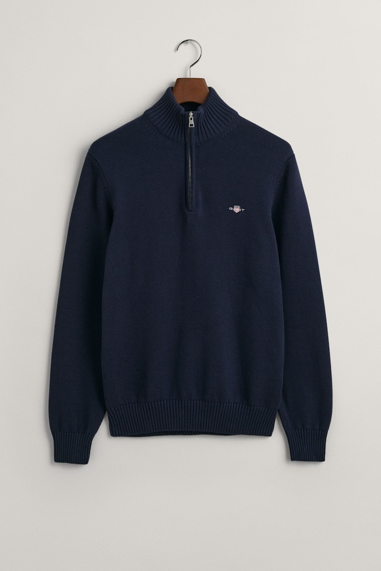 GANT Evening Blue Casual 100% Cotton Quarter Zip Jumper - Image 1 of 1