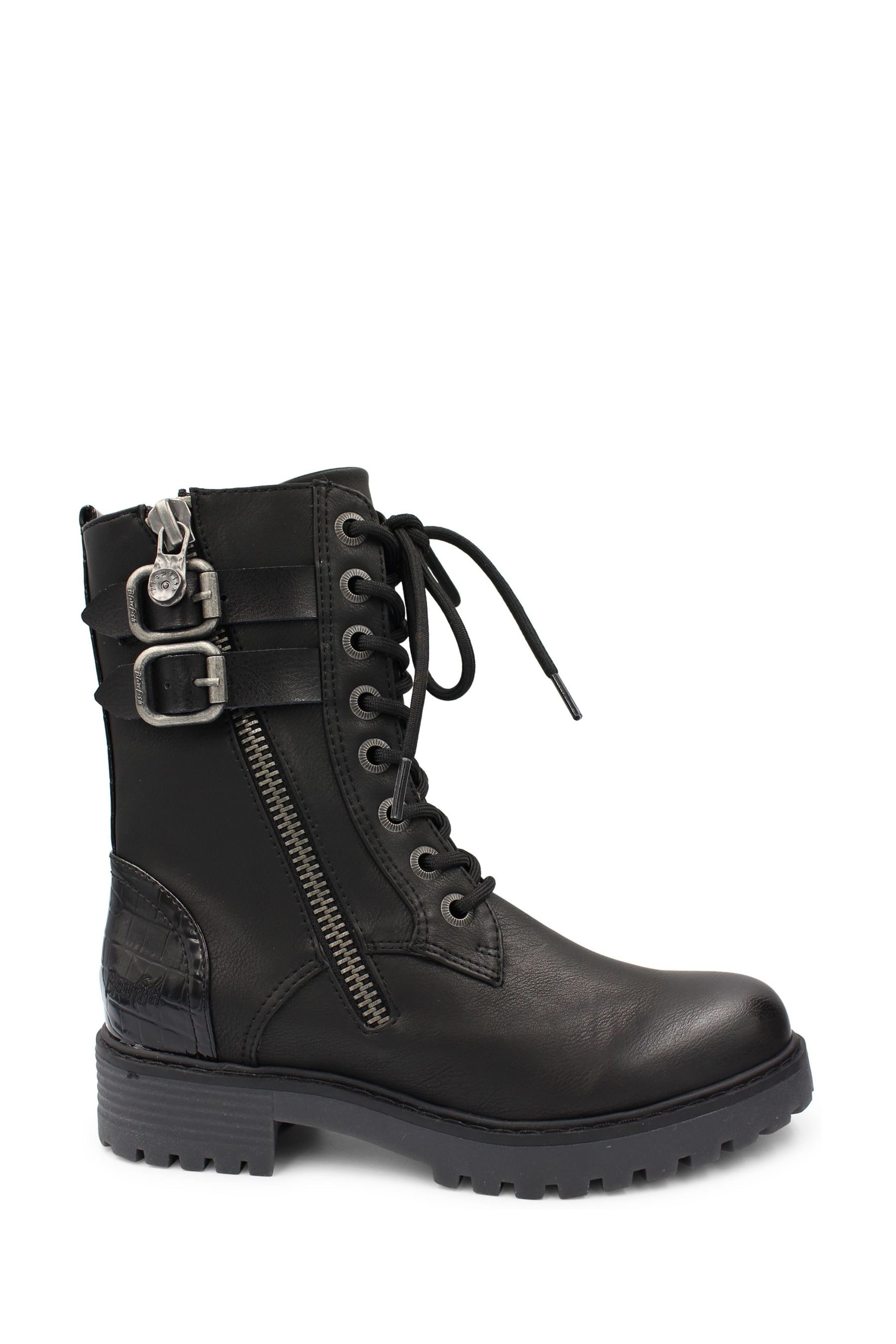 Buy Blowfish Malibu Womens Rissi Combat Buckle Lace Zip Black Boots ...