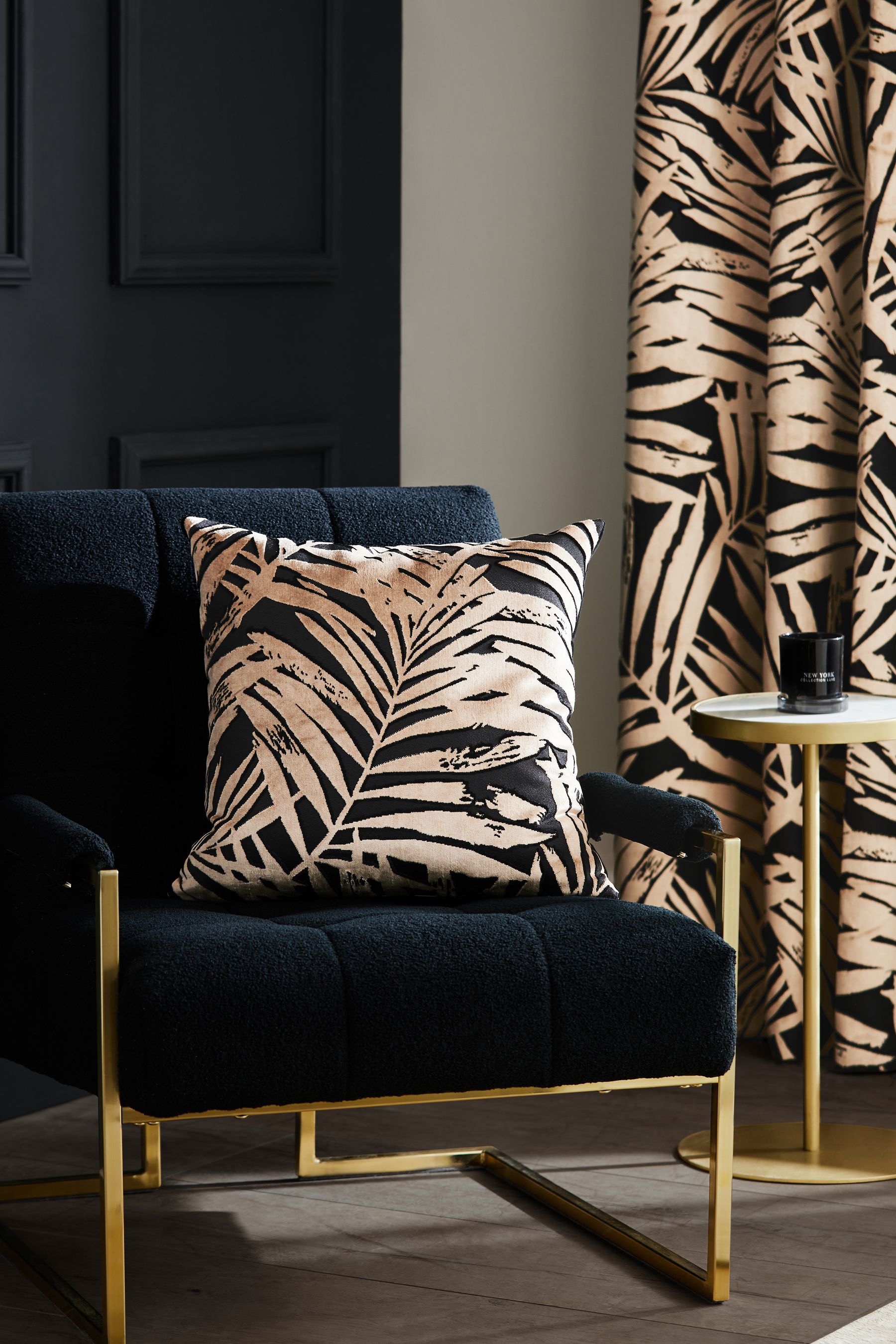 Buy Black Cut Velvet Palm Leaf 50 x 50cm Cushion from the Next UK ...