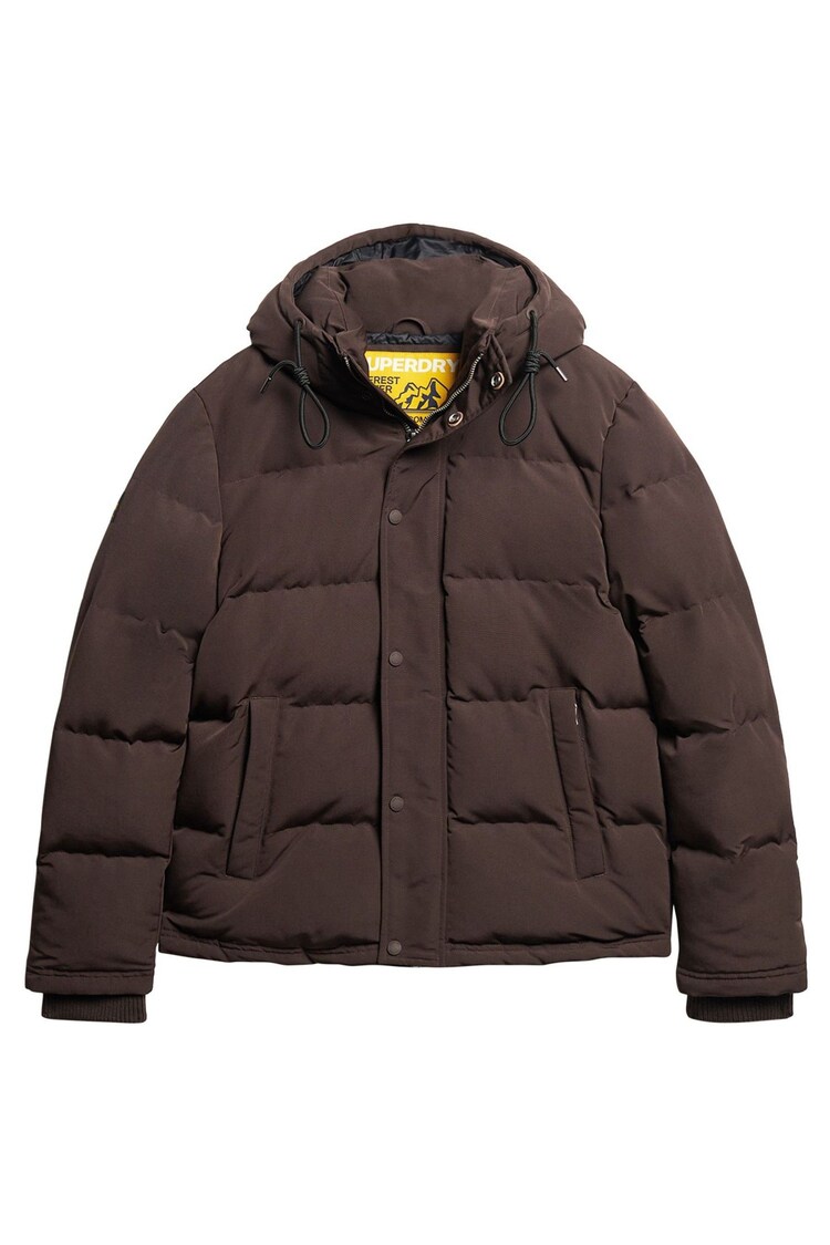 Superdry Dark Brown Everest Hooded Puffer Jacket - Image 1 of 1