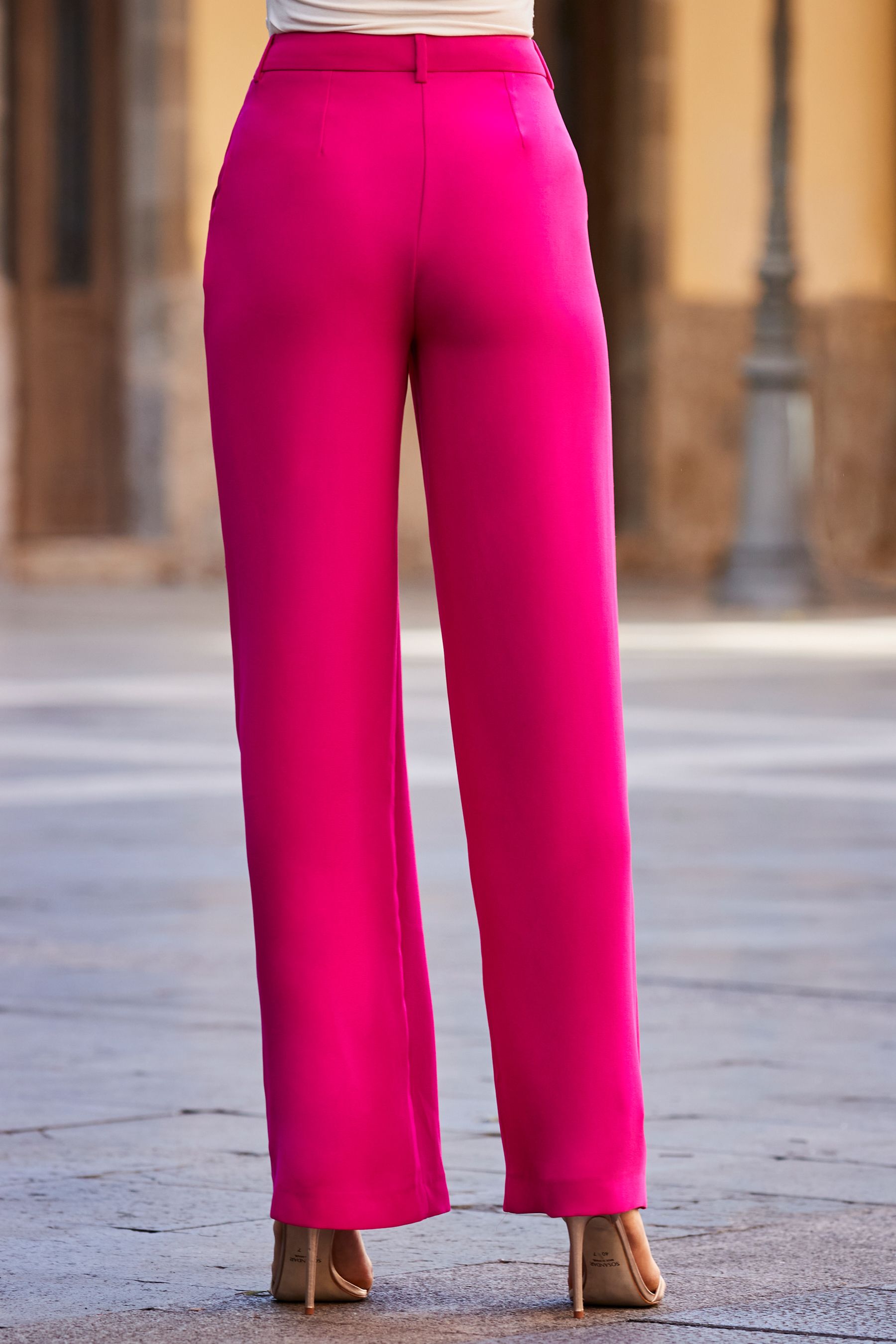Buy Sosandar Pink Wide Leg Trousers from the Next UK online shop
