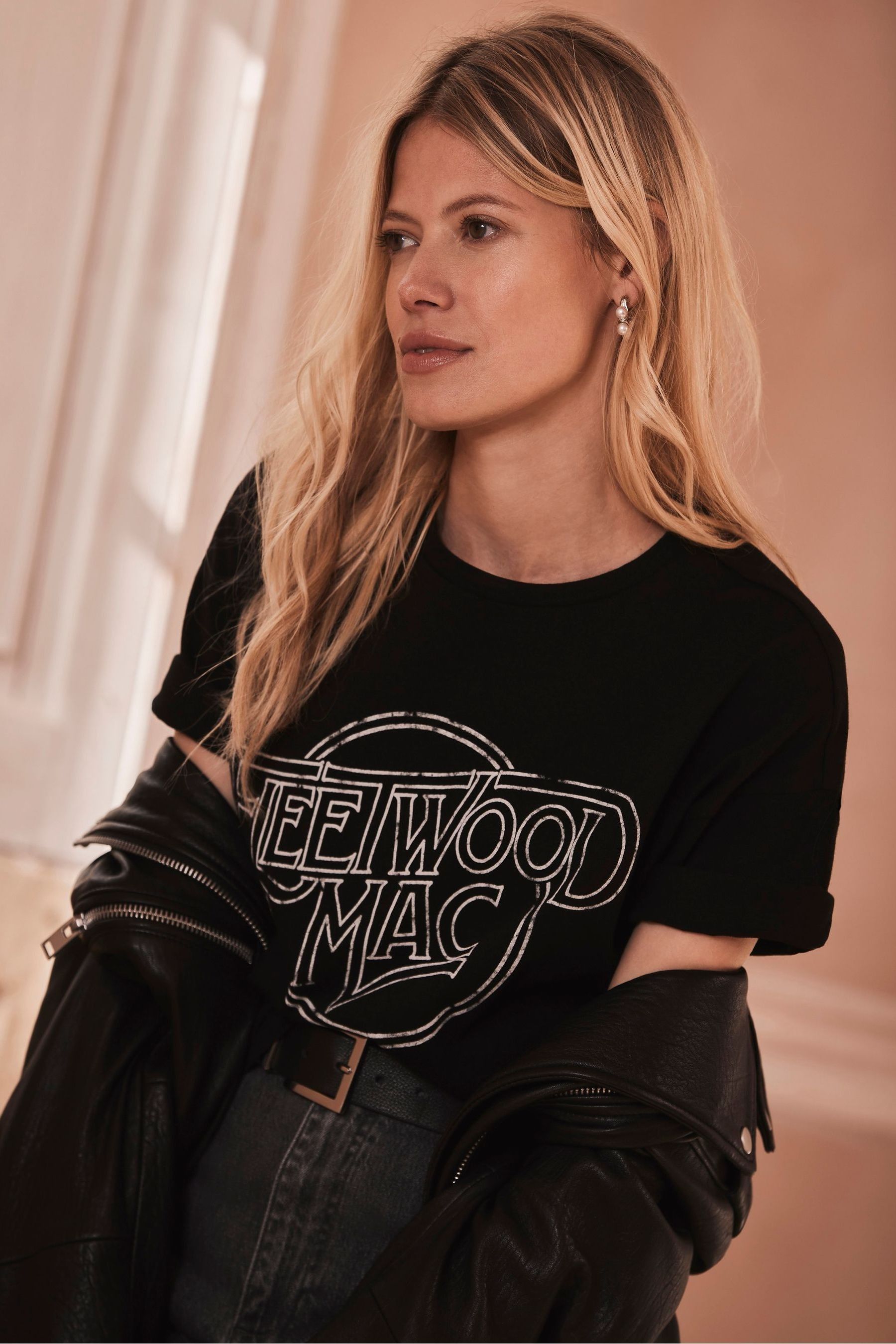 Buy Mint Velvet Black Fleetwood Mac TShirt from the Next UK online shop