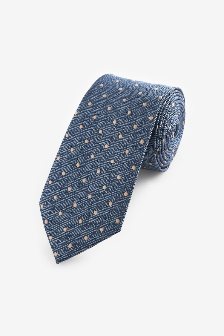 Navy Blue Polka Dot Pattern Tie - Image 1 of 1
