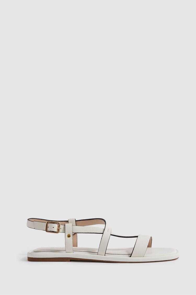 Reiss White Adelyn Flat Strappy Leather Sandals - Image 1 of 1