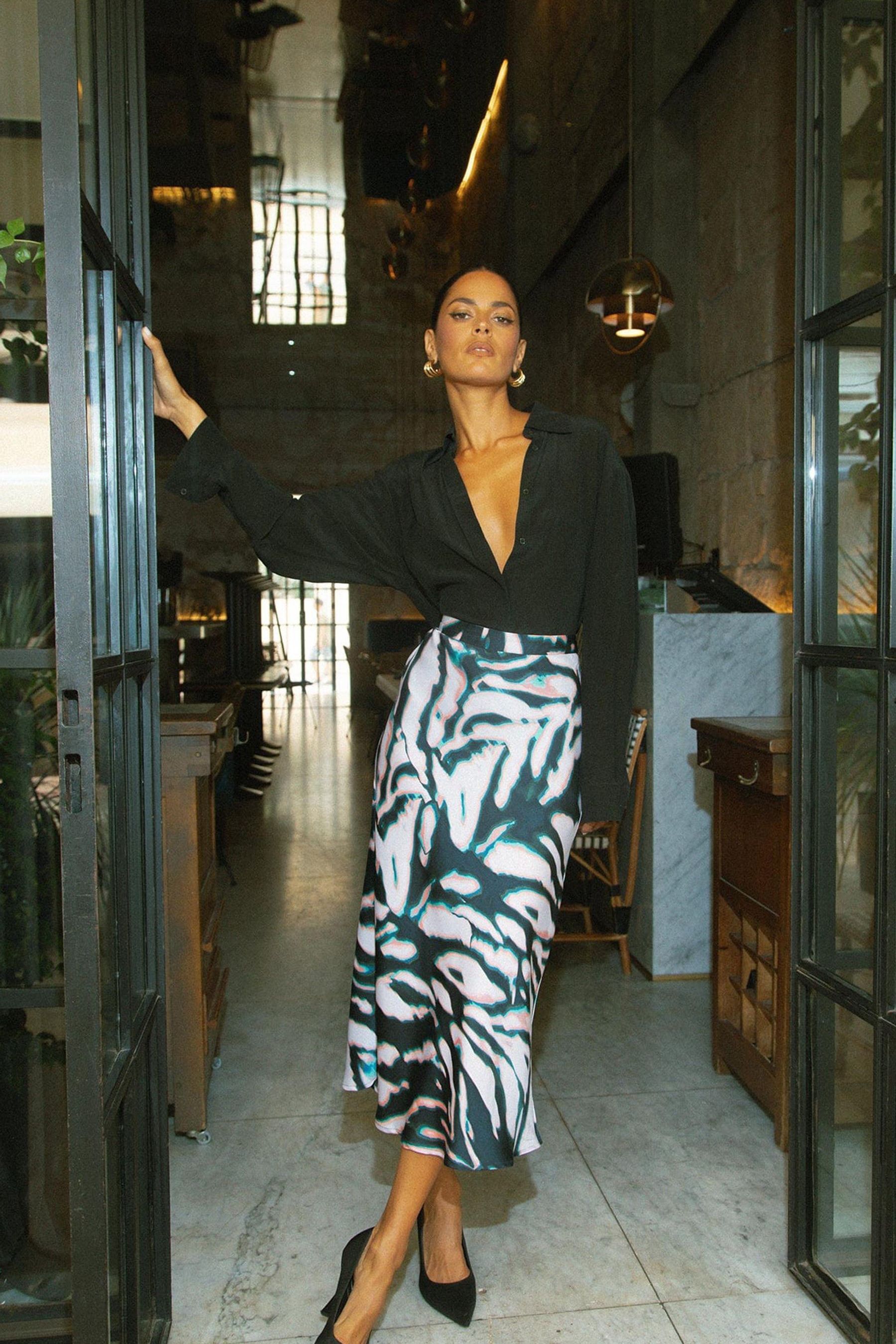 Buy Dancing Leopard Renzo Satin Midi Skirt from Next USA