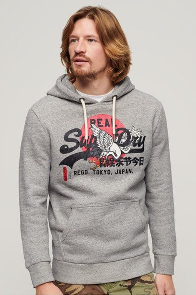 Superdry Grey Tokyo Vintage Logo Hoodie - Image 1 of 1