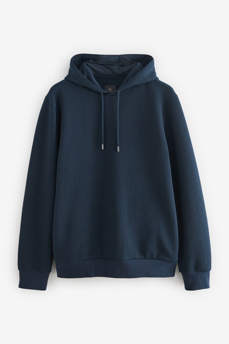 Navy Blue Textured Overhead Hoodie - Image 1 of 1