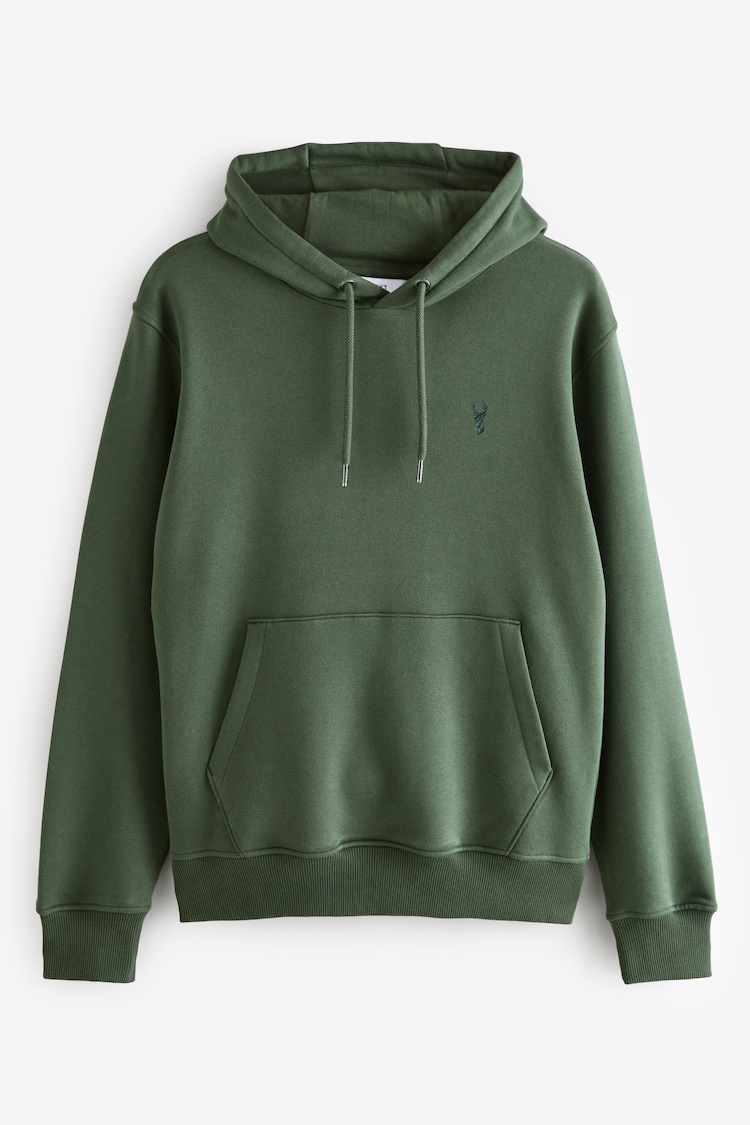 Зеленый хаки - Regular Fit Rich Jersey Fabric Hoodie - Изображение 1 из 1