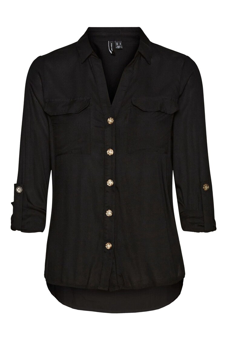 VERO MODA Black Tortoise Button Stripe Shirt - Image 1 of 1