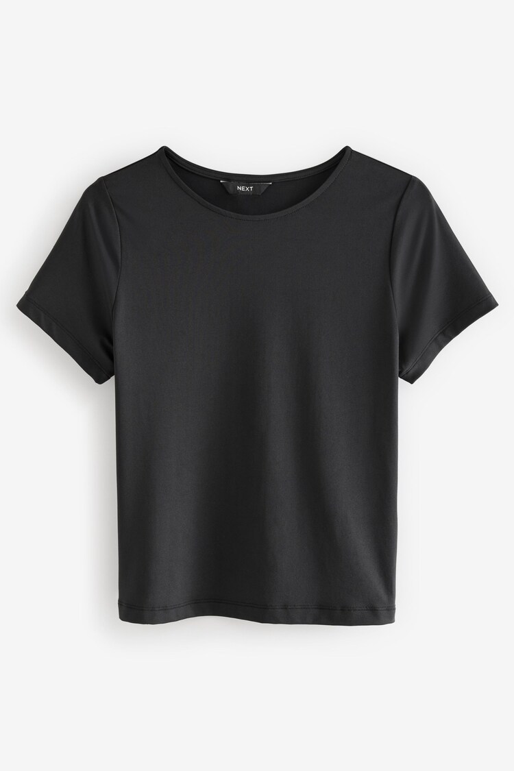 Noir - T-shirt slim en polyéthylène doux au toucher à manches courtes - Image 1 of 1
