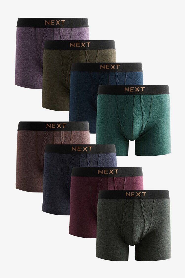 Dark Rich Green/Blue Marl 8 pack A-Front Boxers - Image 1 of 1