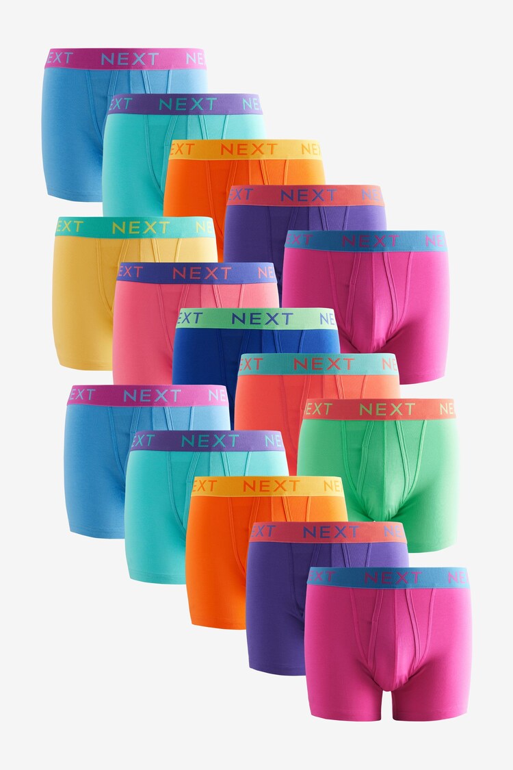 Bright Pink/Green/Blue Contrast Colour 15 Pack A-Front Boxers - Image 1 of 1