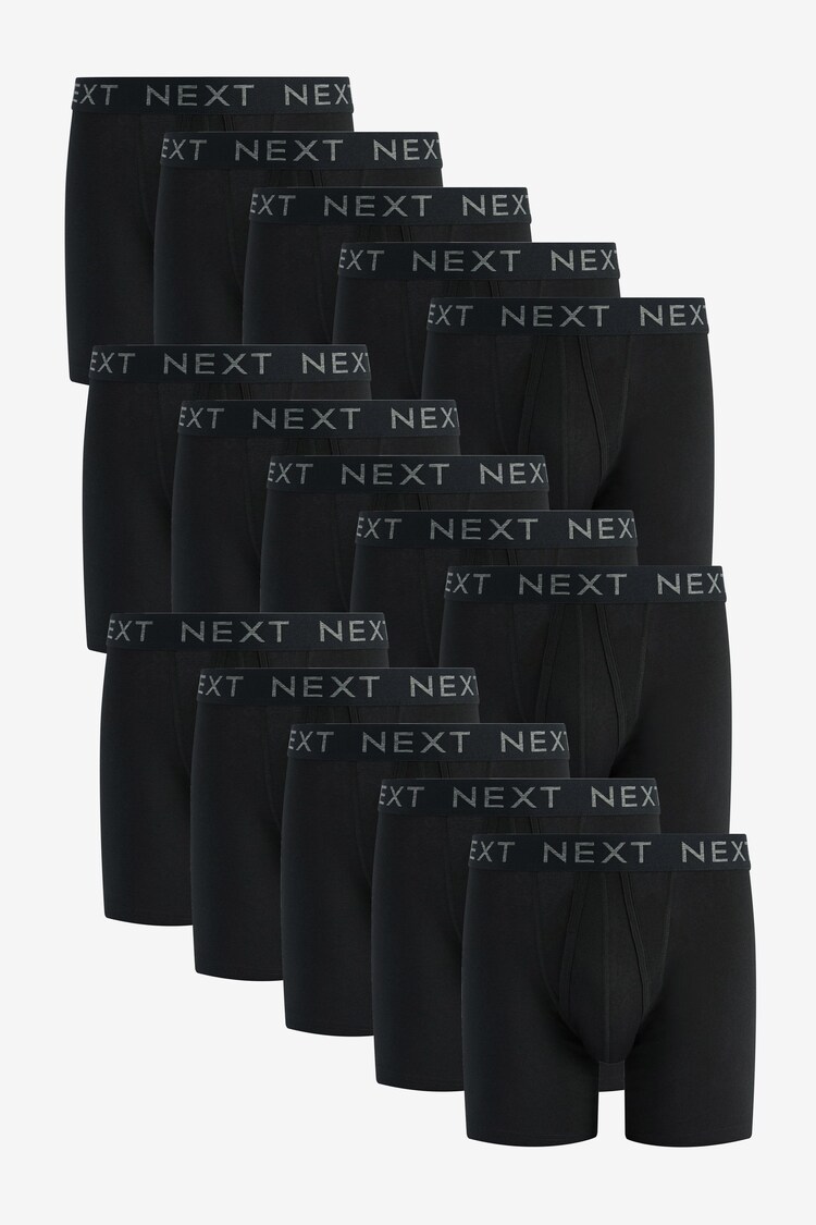 Black 15 Pack Sports Longer Length A-Front Boxers - Image 1 of 1