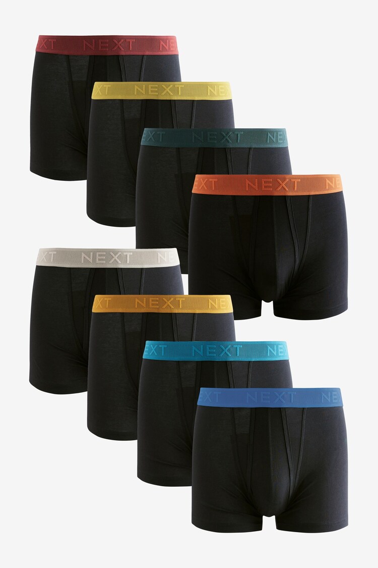 Black Green/Blue Texture Waistband A-Front Boxers 8 Pack - Image 1 of 1