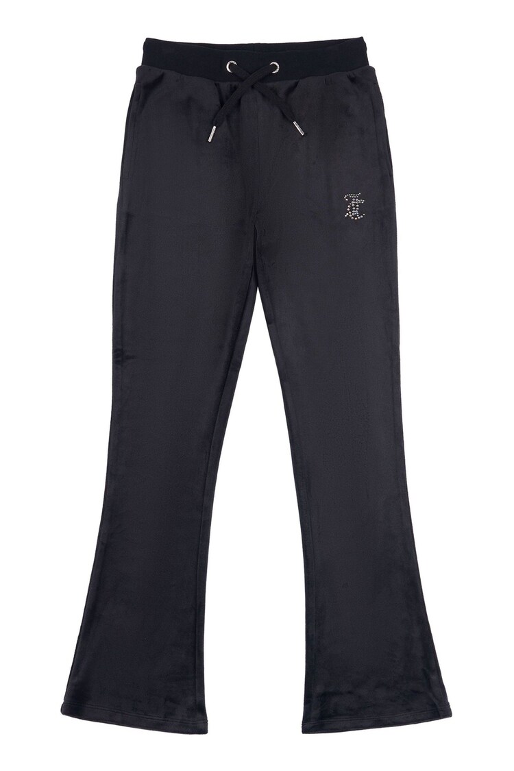 Juicy Couture Black Girls Diamanté Bootcut Joggers - Image 1 of 1