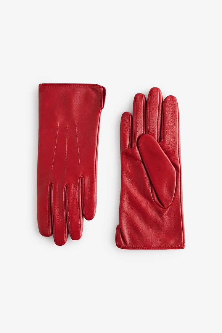 Red Leather Gloves - Image 1 of 1