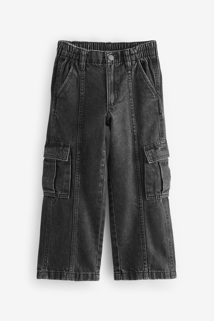 Charcoal Grey Wide Leg 100% Cotton Cargo Trousers (3-16yrs) - Image 1 of 1