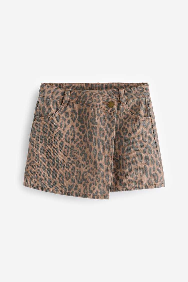 Leopard Print 100% Cotton Denim Skort (3-16yrs) - Image 1 of 1