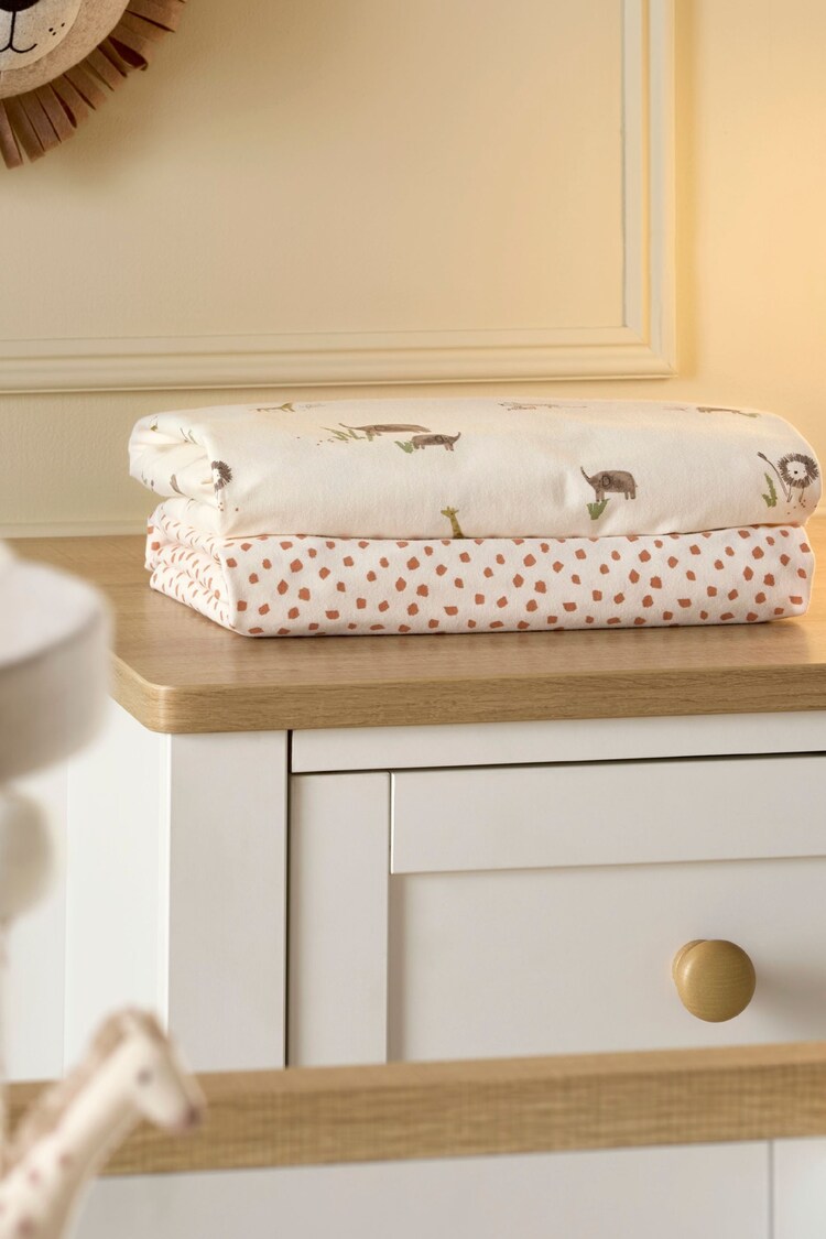 Mamas & Papas Multi 100% Cotton Jungle Cotbed Fitted Sheets 2 Pack - Image 1 of 1