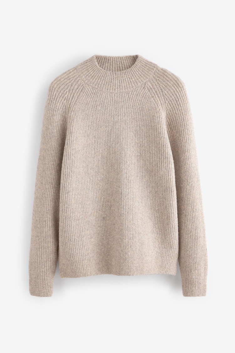 Neutral Relaxed Fit Premium Soft Touch Crew Jumper with Wool - Image 1 of 1