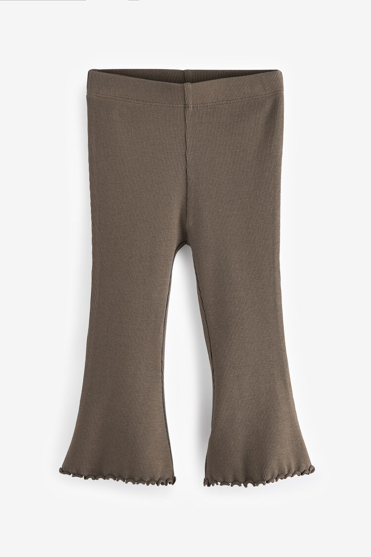 Khaki Green Rib Flare Leggings (3mths-7yrs) - Image 1 of 1