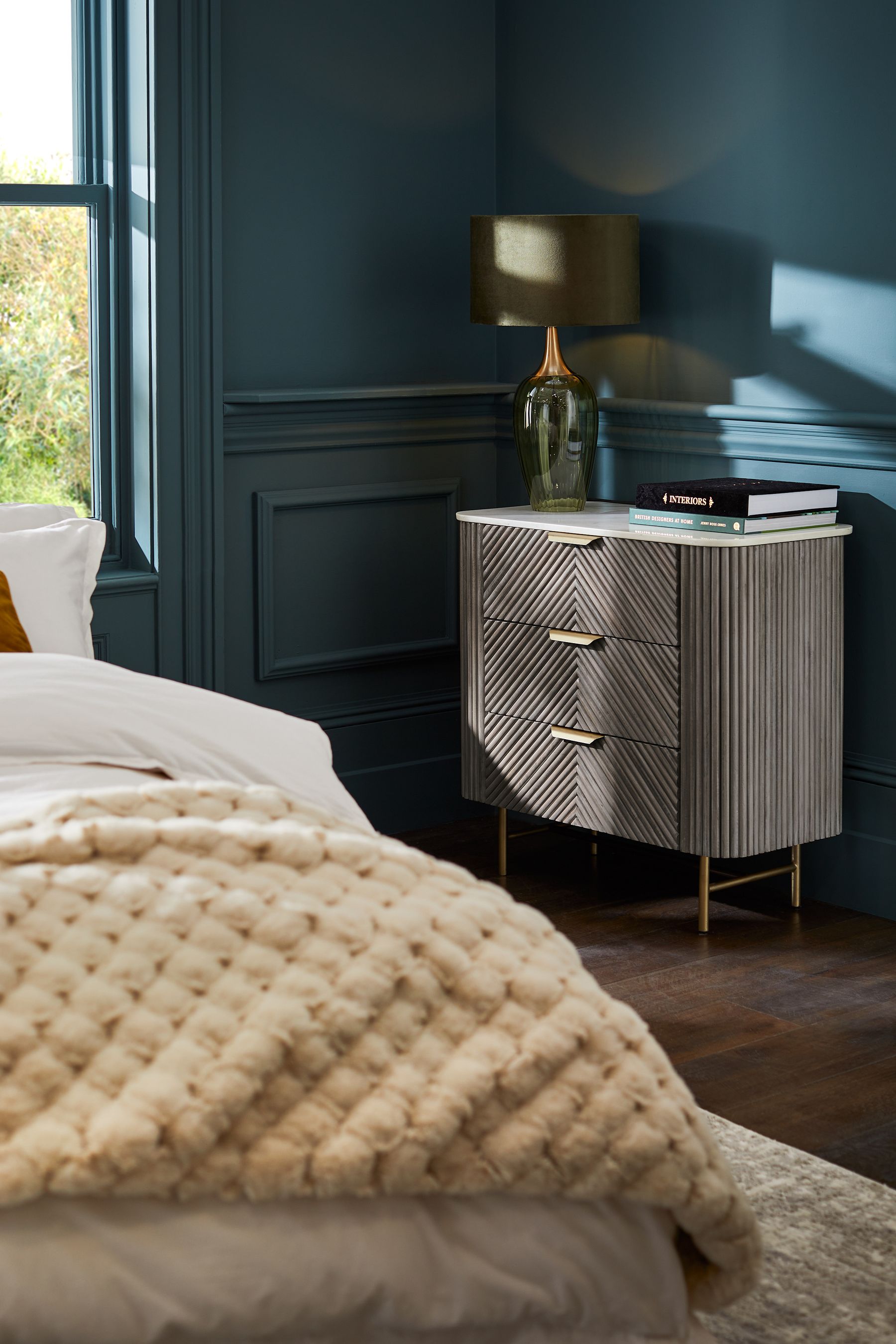 Buy Dark Grey Valencia Mango 3 Drawer Chest of Drawers from the Next UK