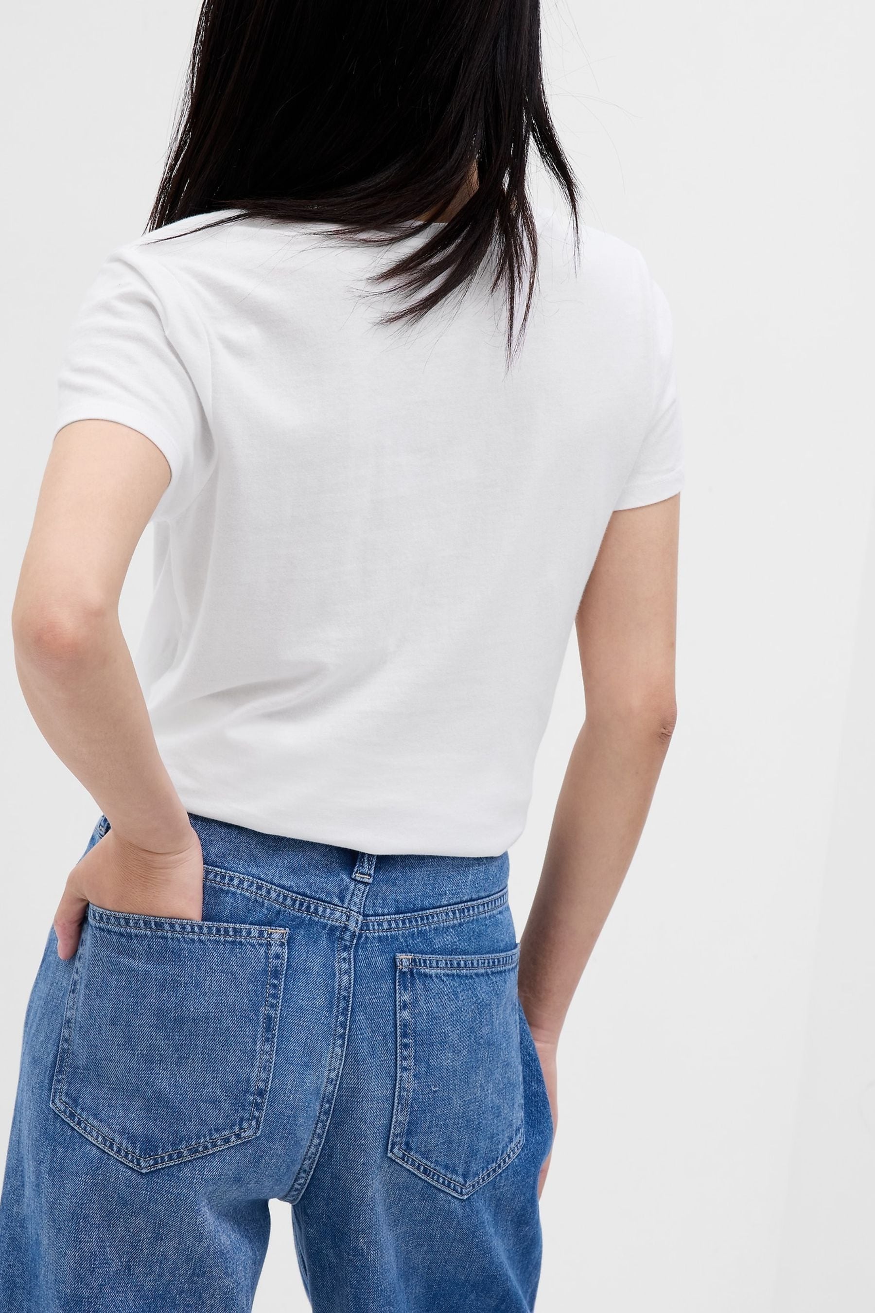 Buy Gap White Favourite Short Sleeve V-Neck T-Shirt from the Next UK ...