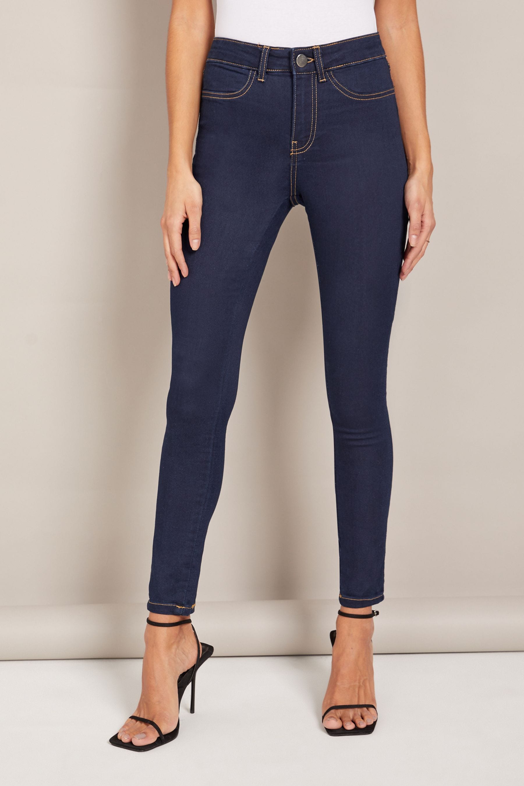 Buy Friends Like These Mid Blue Petite High Waisted Jeggings from