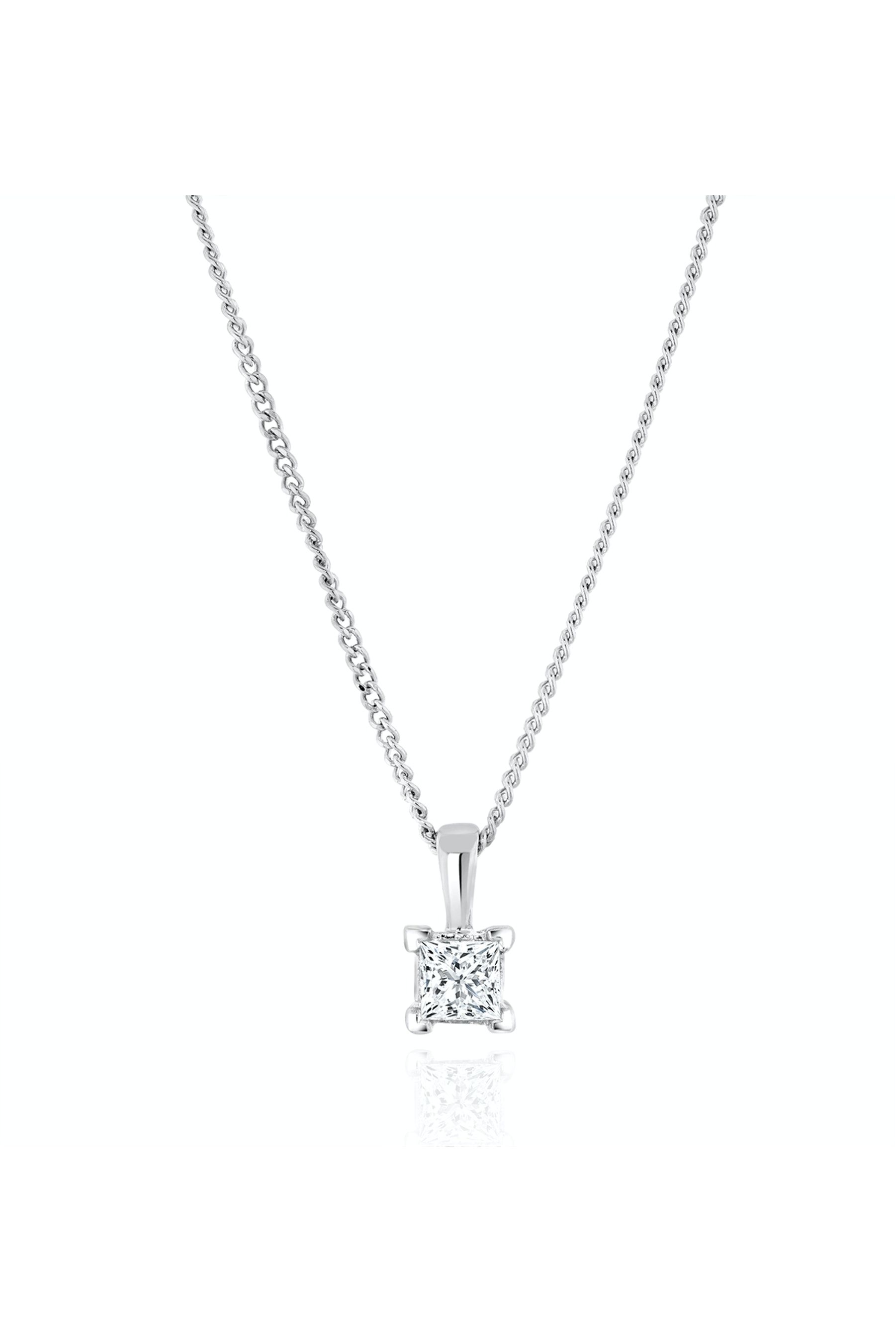 Buy The Diamond Store White Princess Cut Lab Diamond Pendant Necklace 0