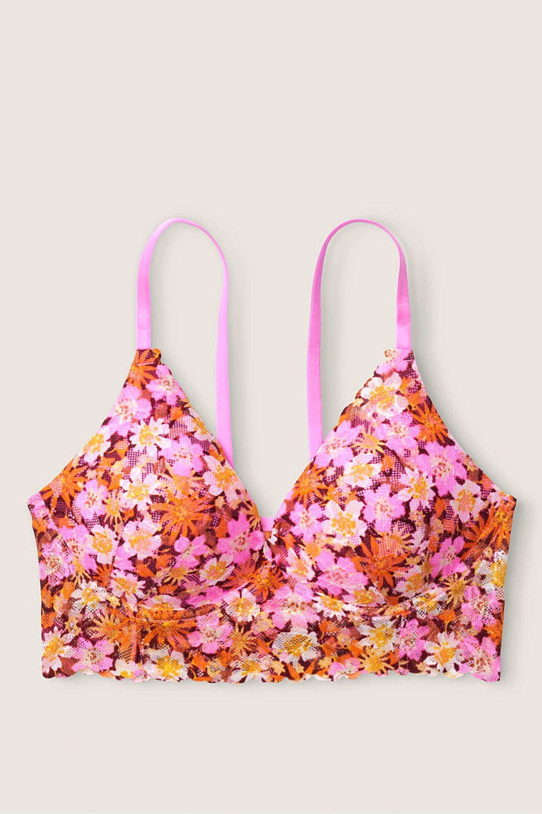 Buy Victoria's Secret PINK Desire Pink Floral Lace Wireless Push-Up ...