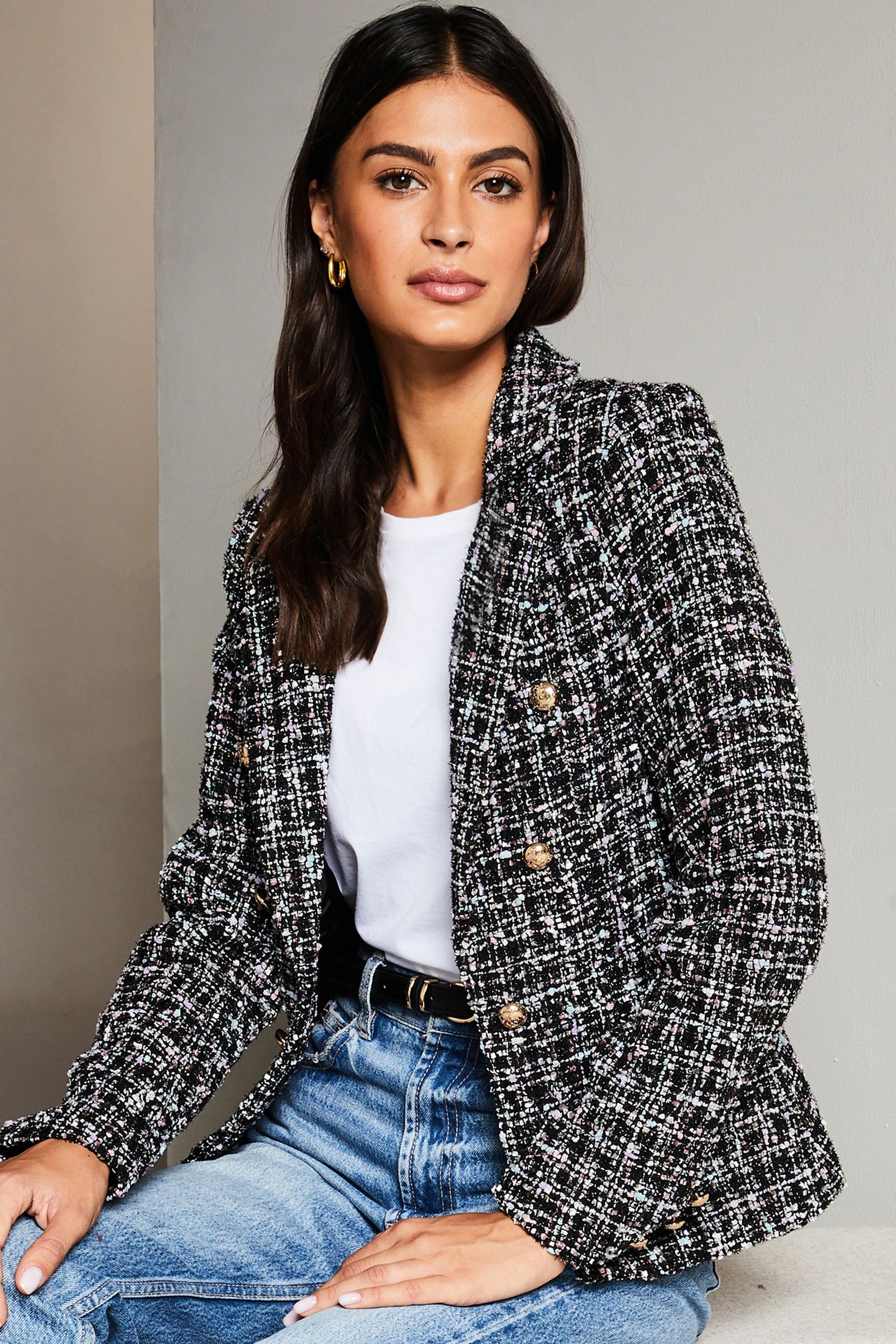 Buy Lipsy Black Pastel Boucle Blazer from Next Ireland