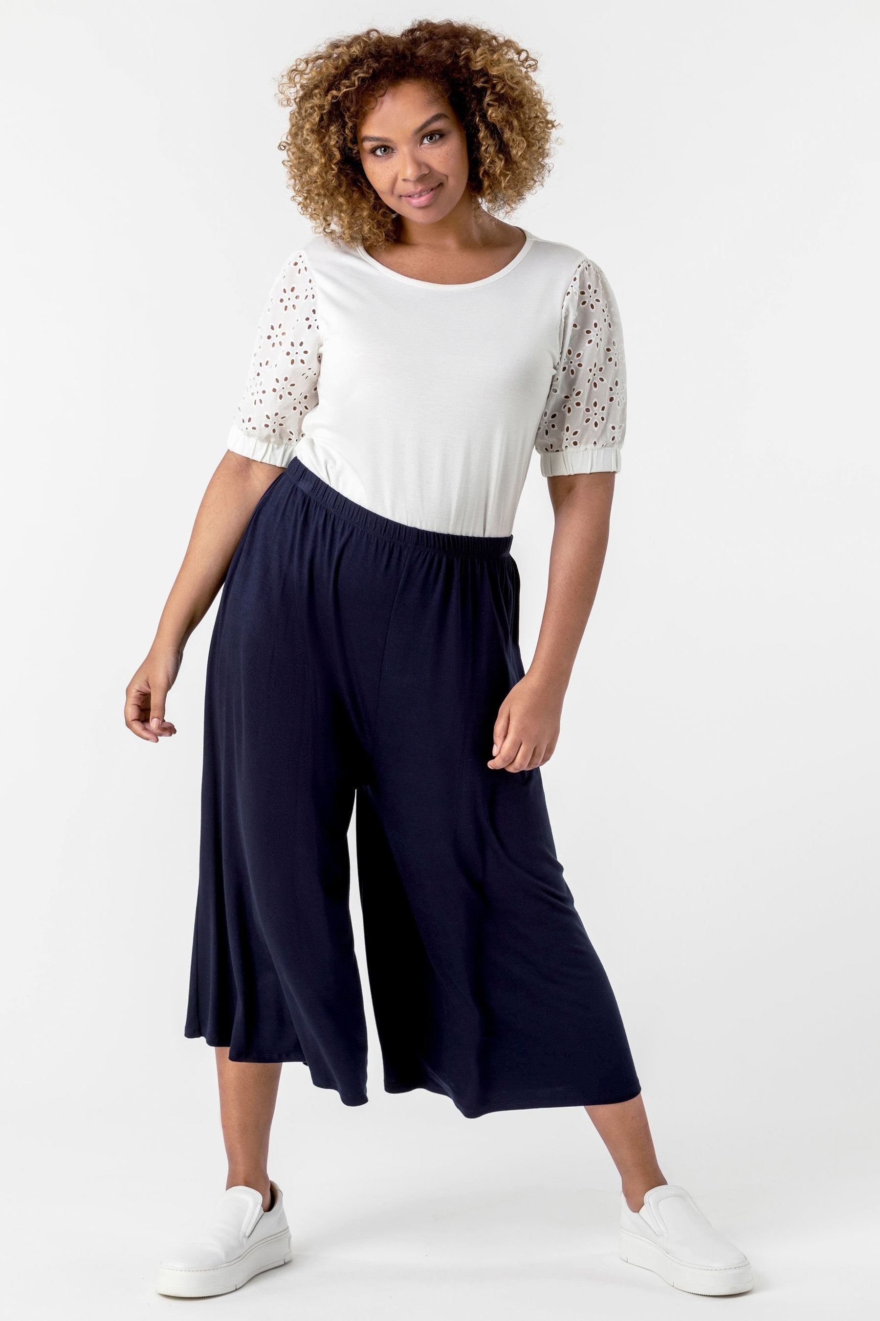 Buy Roman Navy Curve Plain Culotte Trousers from the Next UK online shop