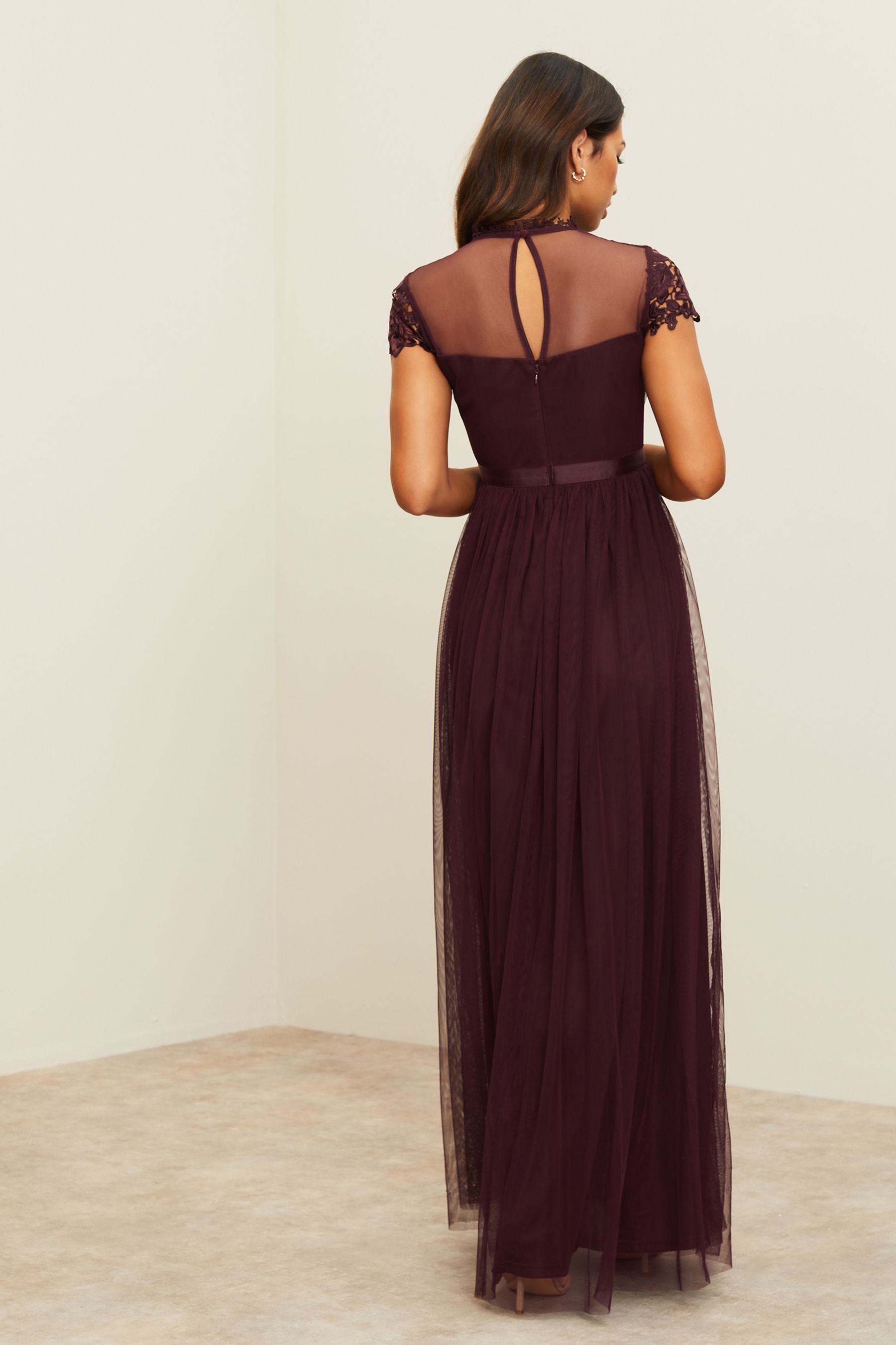 Buy Lipsy Lace Top Tulle Bridesmaid Maxi Dress from Next Ireland