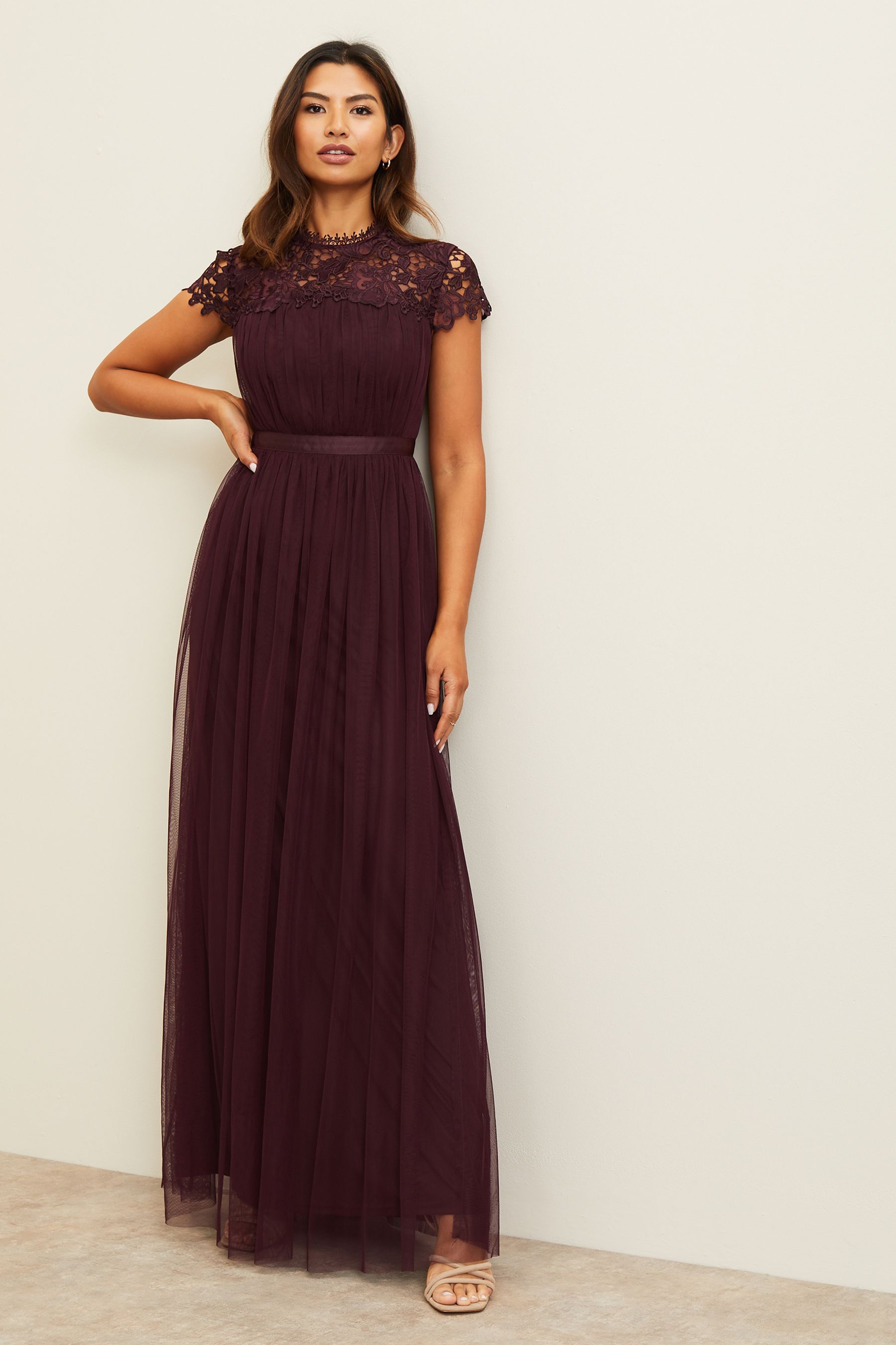 Buy Lipsy Lace Top Tulle Bridesmaid Maxi Dress from Next Ireland