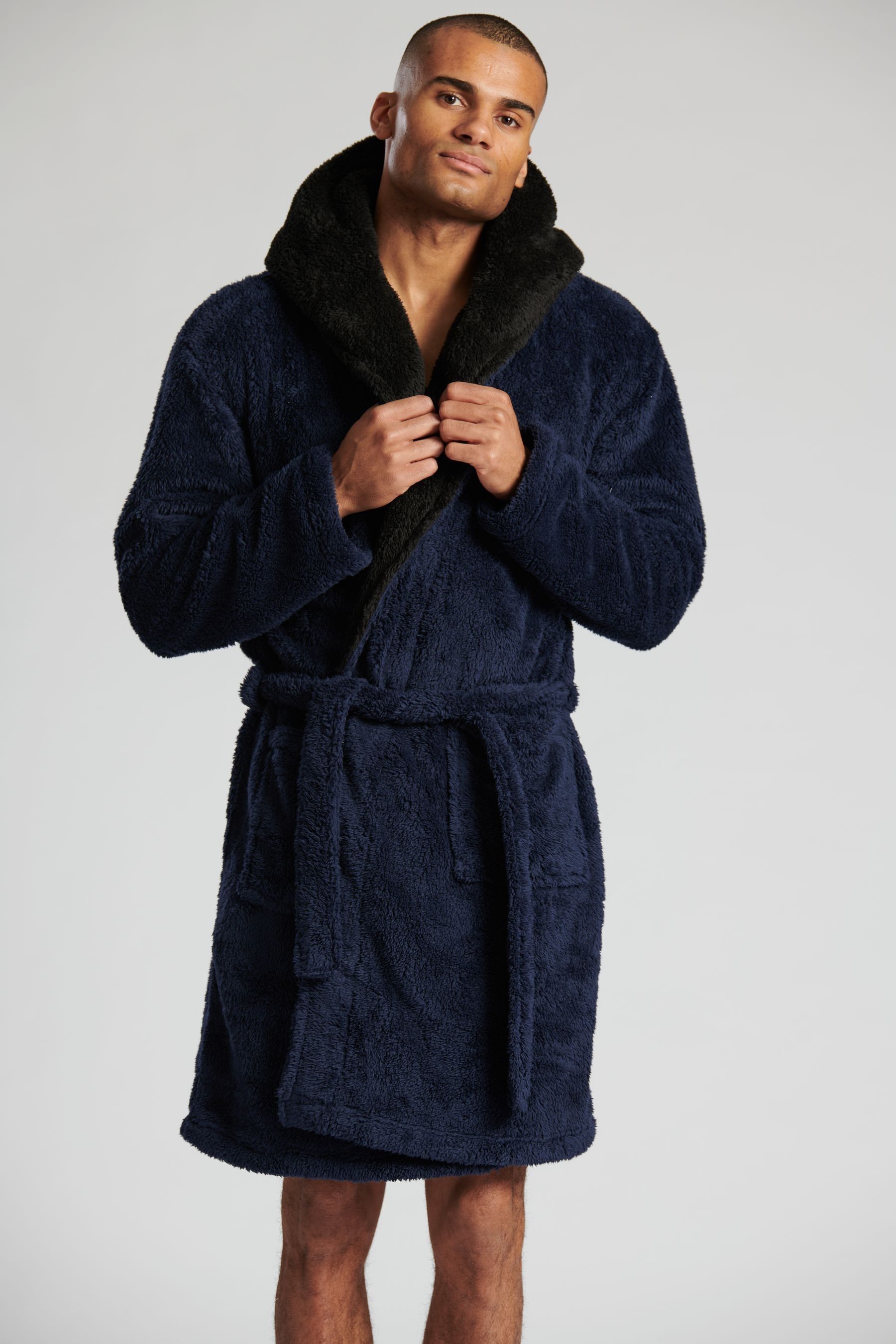 Buy Loungeable Blue Contrast Hooded Dressing Gown from the Next UK ...