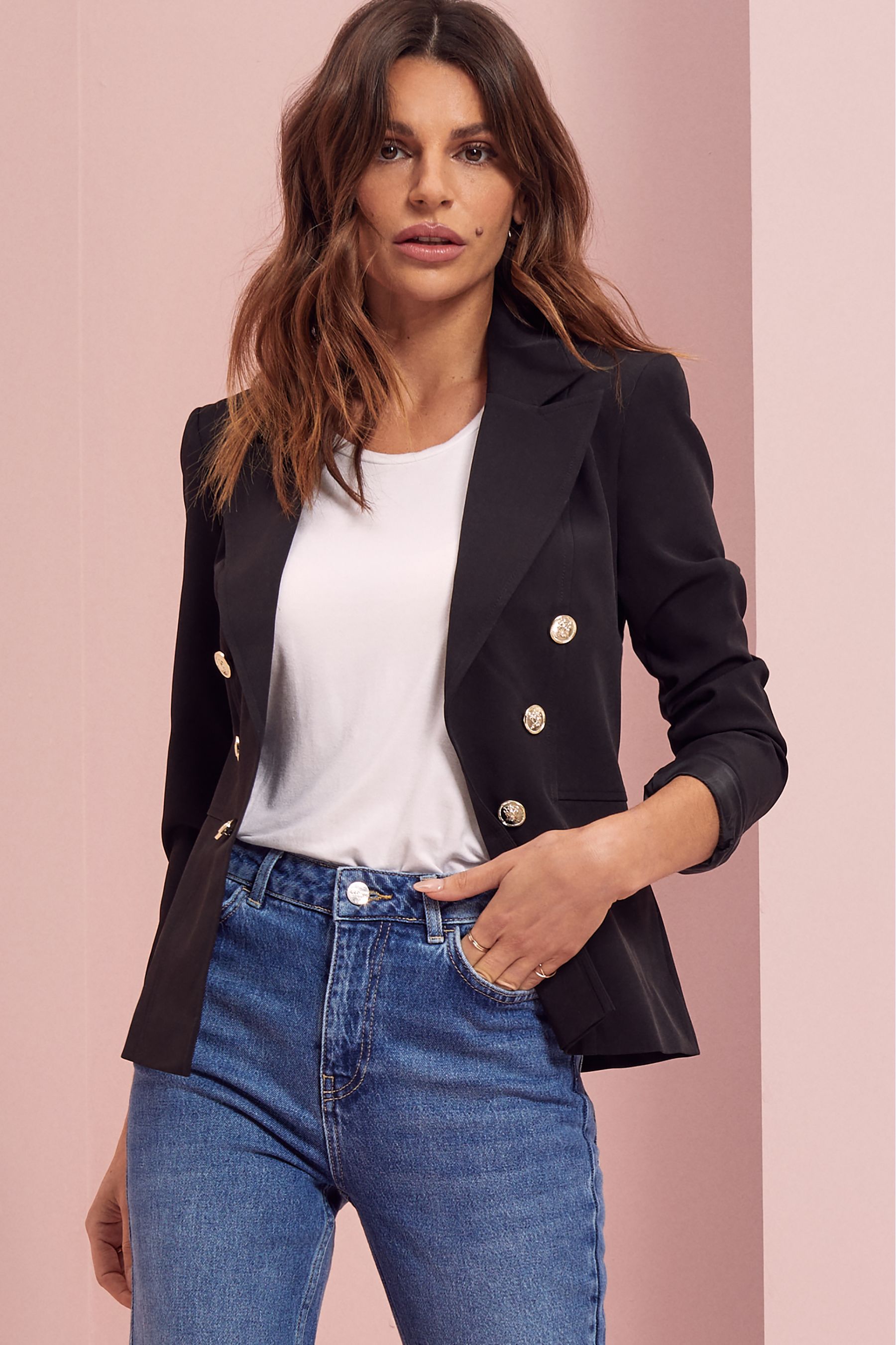 Buy Lipsy Black Petite Military Tailored Button Blazer from Next Ireland