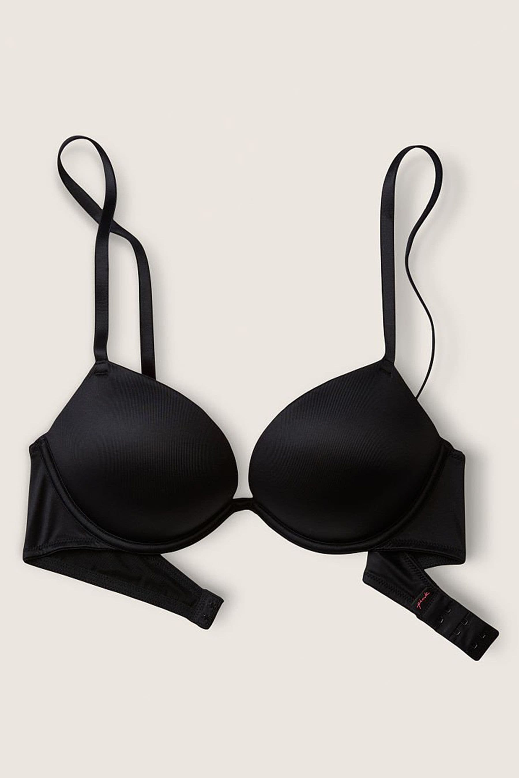 Buy Victoria's Secret PINK Pure Black Smooth Super Push Up Bra from the ...