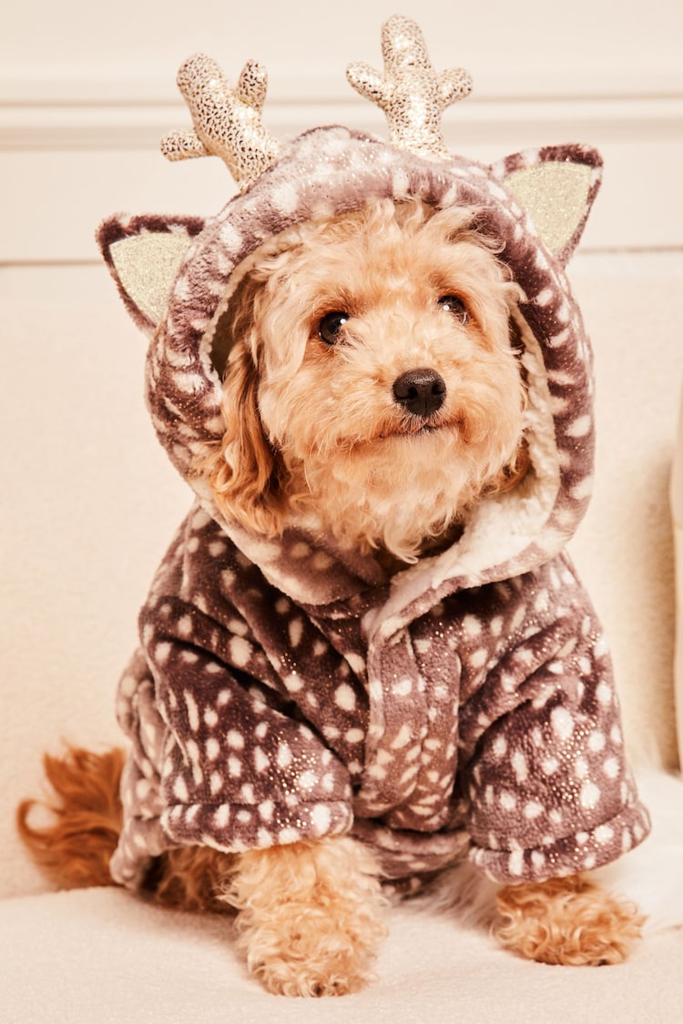 Lipsy Brown Animal Super Soft Cosy Dog Dressing Gown Jacket - Image 1 of 1