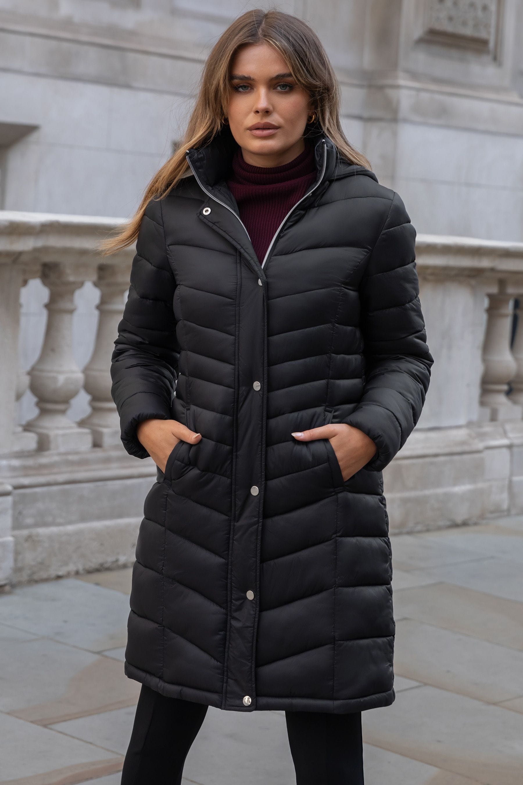 Buy Lipsy Black Chevron Padded Coat from the Next UK online shop