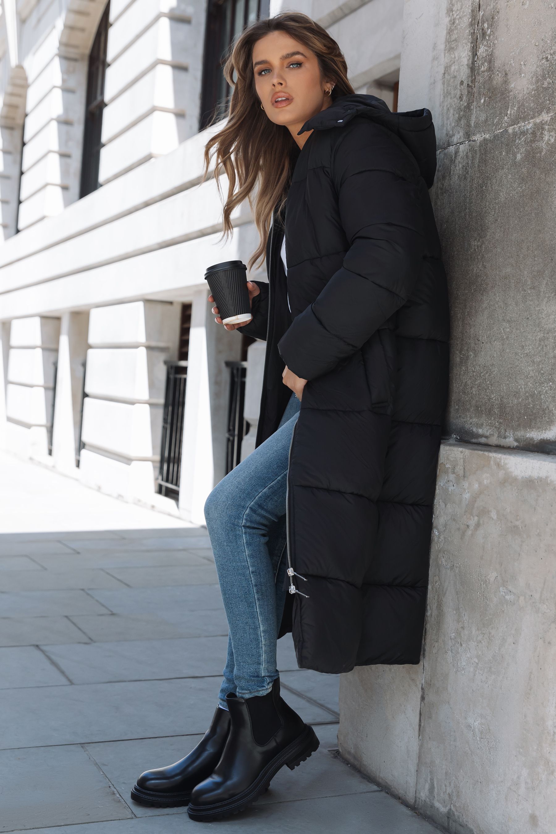 Buy Lipsy Black Padded Longline Duvet Coat from Next Ireland