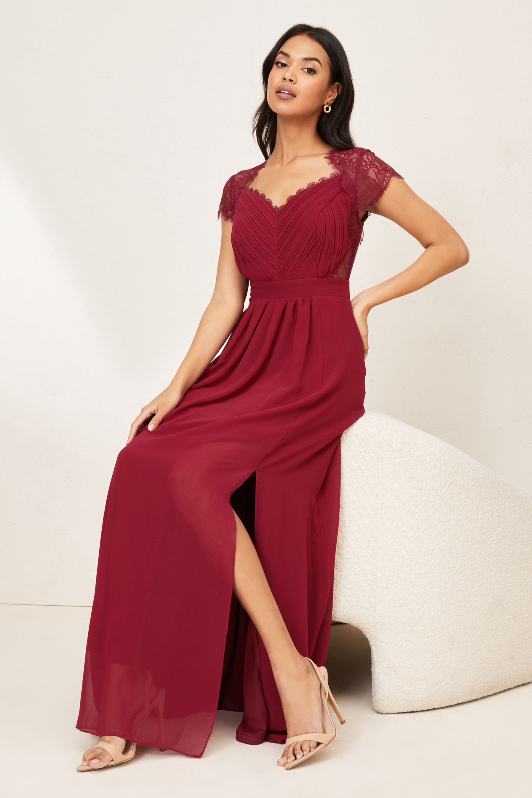 Buy Lipsy Bridesmaid Lace Sleeve Maxi Dress from Next Ireland