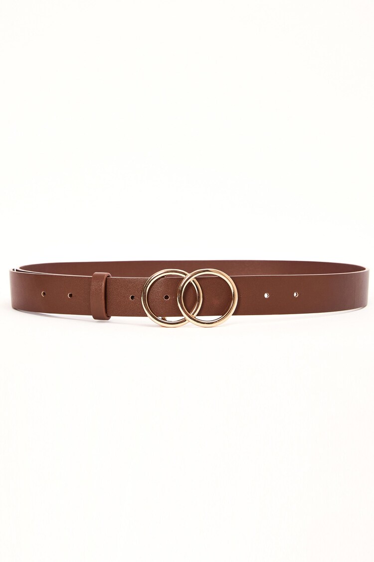 Lipsy Brown Embossed Ring Belt - Image 1 of 1