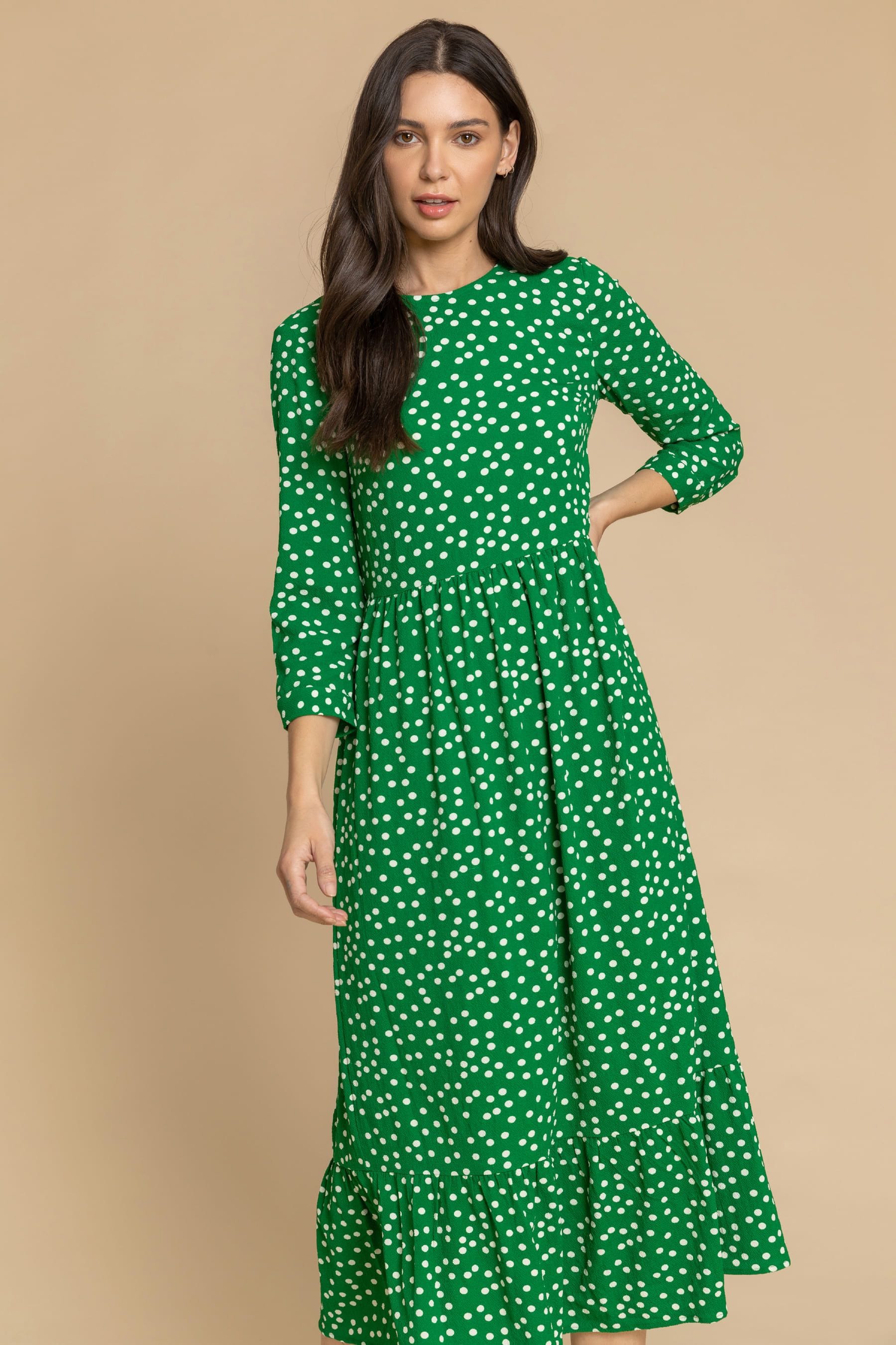 Buy Roman Green Polka Dot Print Tiered Maxi Dress from the Next UK ...