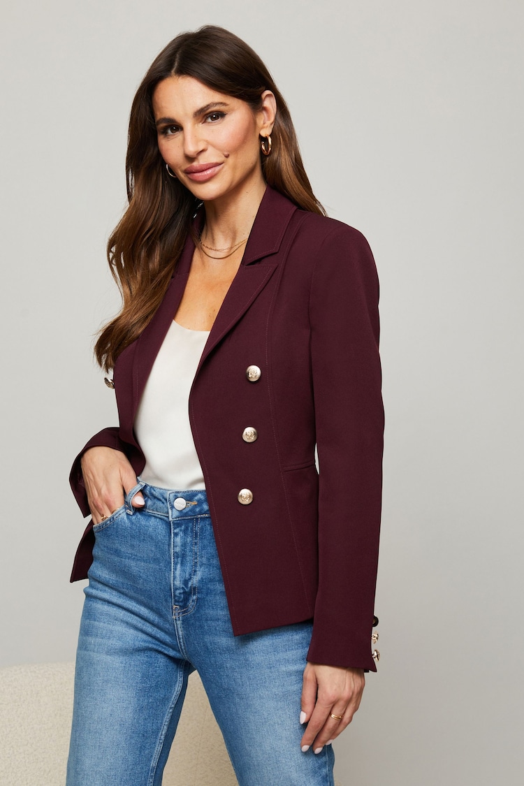 Lipsy Dark Red Military Tailored Button Blazer - Image 1 of 1